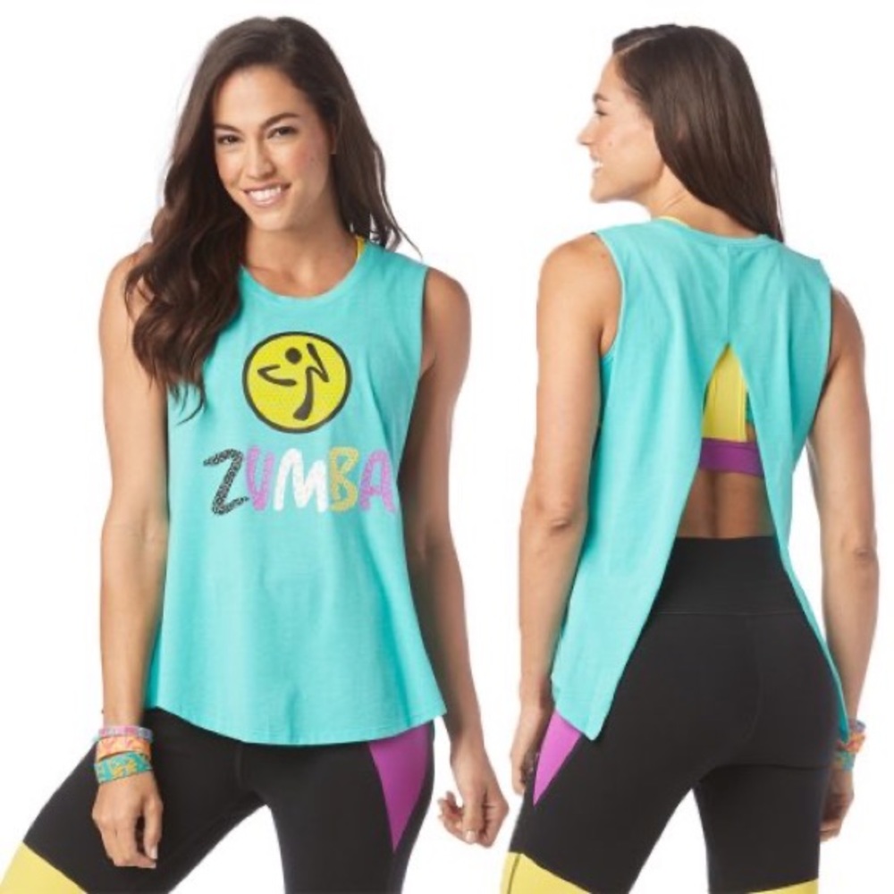 Zumba Fitness Dance Outside Open Back Tank Top NWT size L
